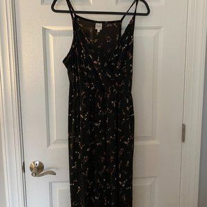 Floral Print Black Jumpsuit
